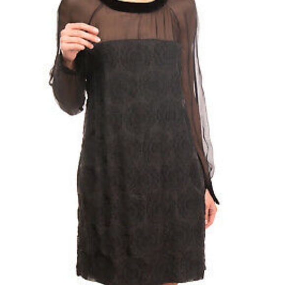 SOLD NWT Maje Black Shift Midi Organza Dress - Picture 3 of 12